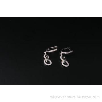Calabash 925 Silver Earrings With AAA White CZ For Gift , R